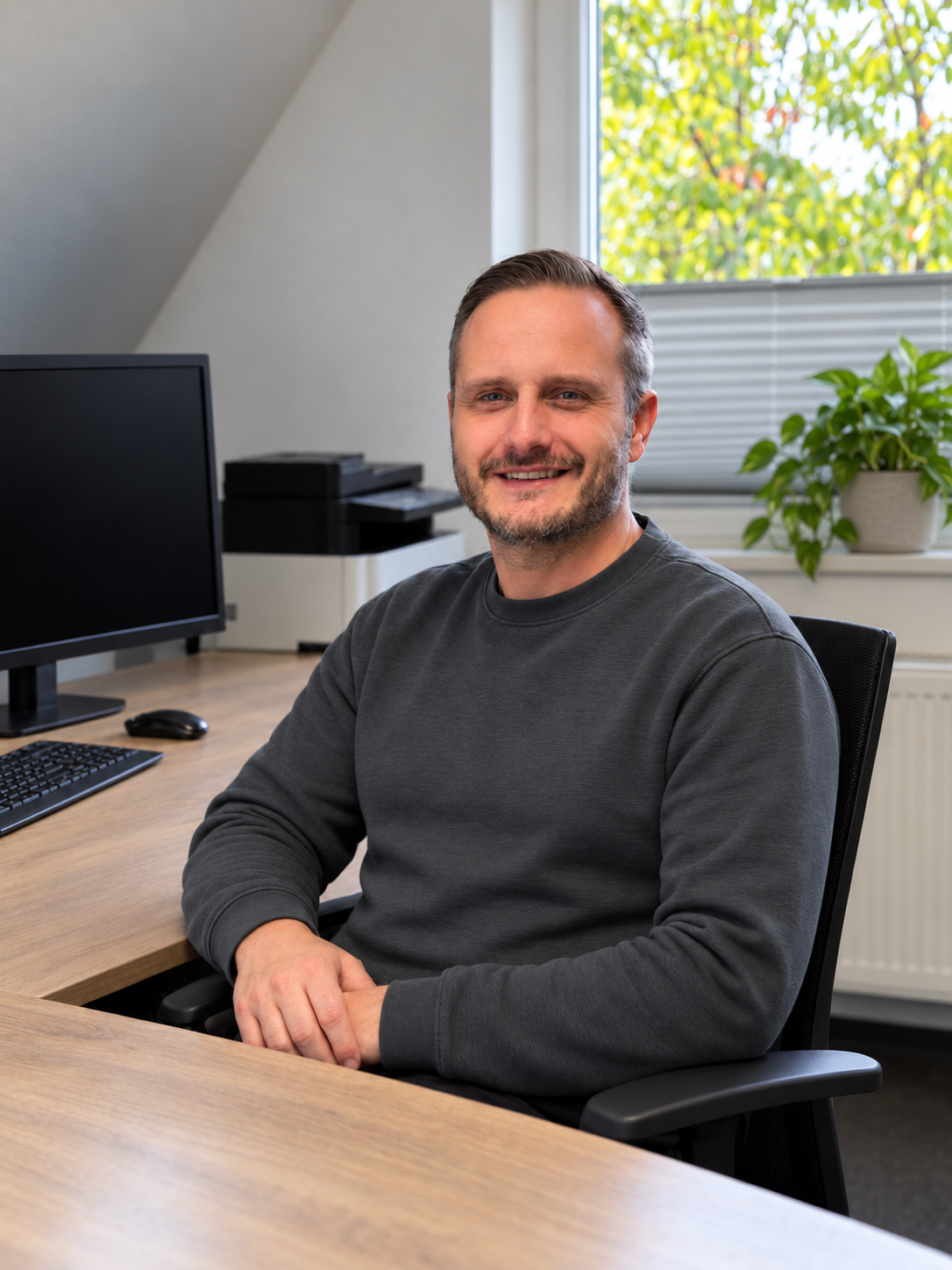 Markus Bartz, Projektleiter und Malermeister, an seinem Arbeitsplatz